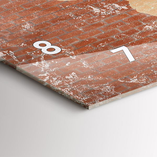 Glass wall clock rectangular World Map on Brick
