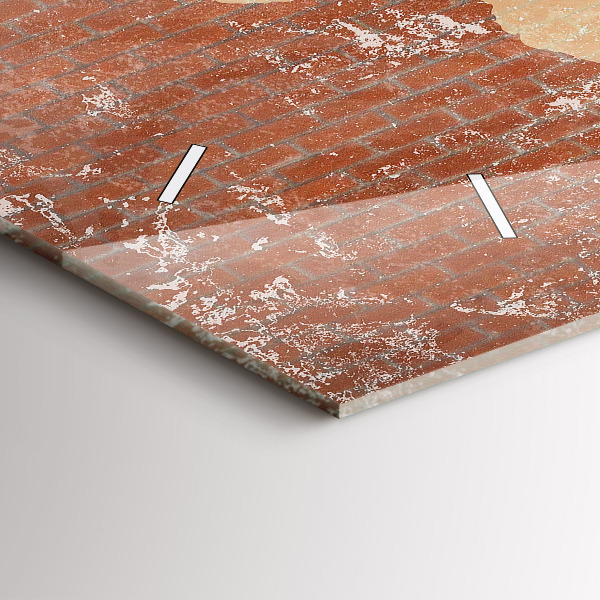 Glass wall clock rectangular World Map on Brick