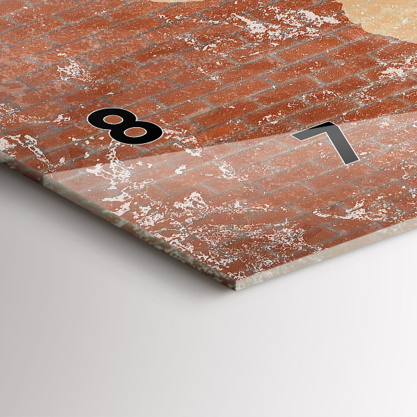 Glass wall clock rectangular World Map on Brick