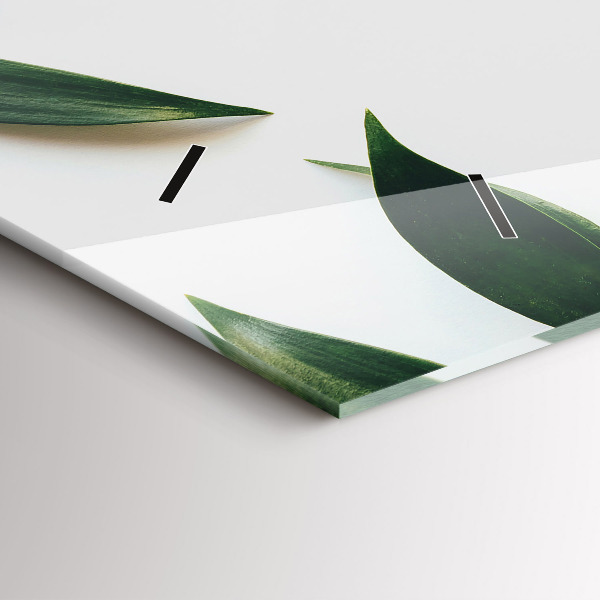 Glass wall clock rectangular Leaf frame