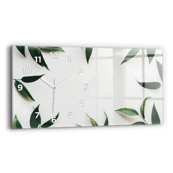 Glass wall clock rectangular Leaf frame