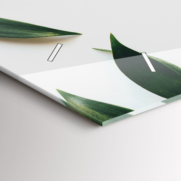 Glass wall clock rectangular Leaf frame
