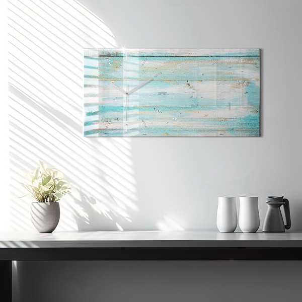 Glass wall clock rectangular Blue boards