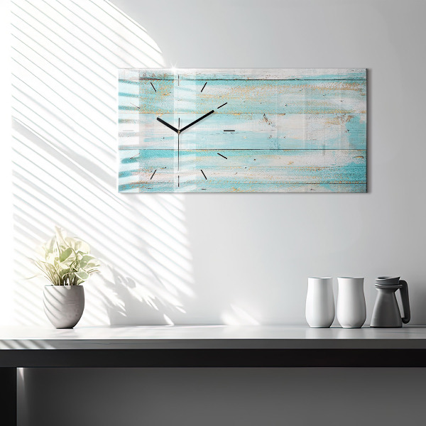 Glass wall clock rectangular Blue boards