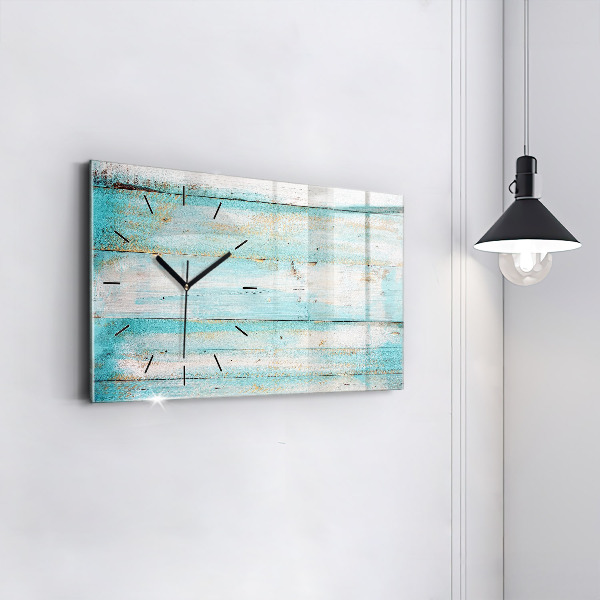Glass wall clock rectangular Blue boards