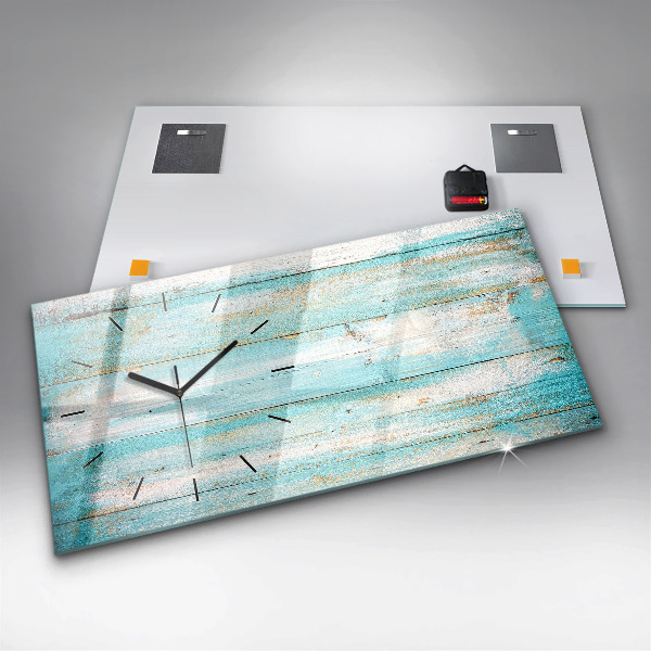 Glass wall clock rectangular Blue boards