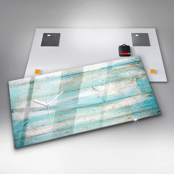 Glass wall clock rectangular Blue boards