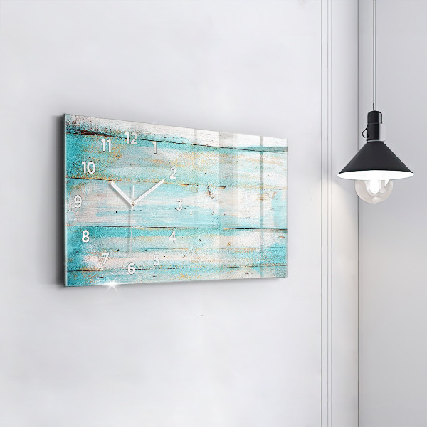 Glass wall clock rectangular Blue boards