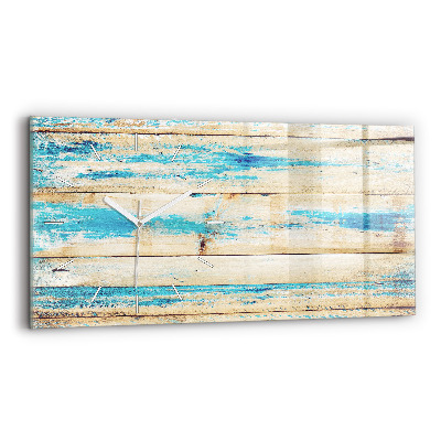 Glass wall clock rectangular Scratched wood