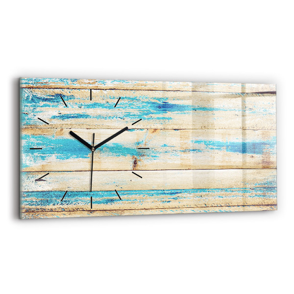 Glass wall clock rectangular Scratched wood