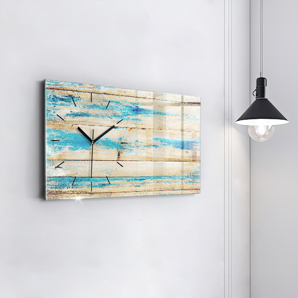 Glass wall clock rectangular Scratched wood