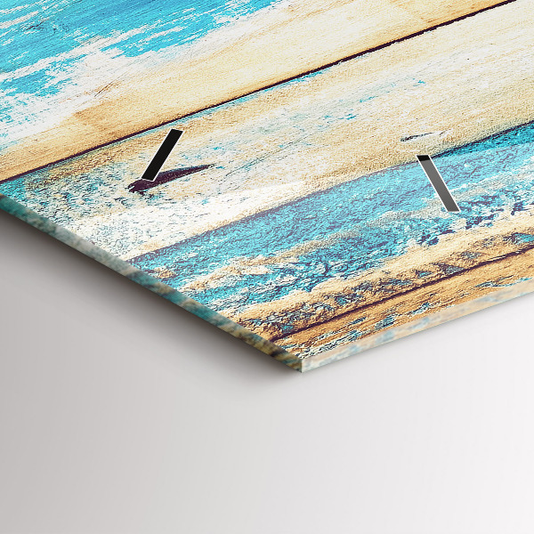 Glass wall clock rectangular Scratched wood