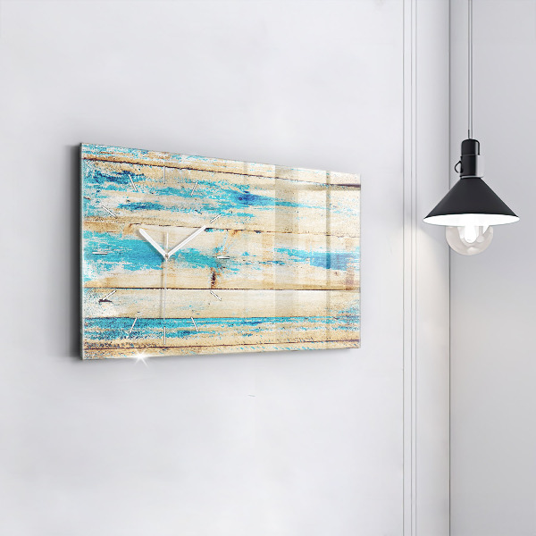 Glass wall clock rectangular Scratched wood
