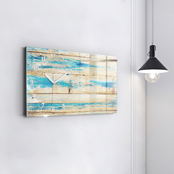 Glass wall clock rectangular Scratched wood