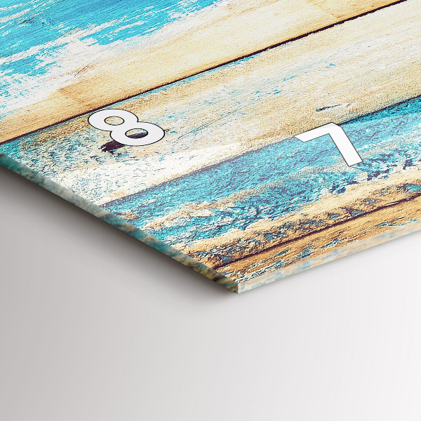 Glass wall clock rectangular Scratched wood