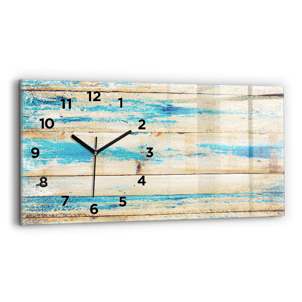 Glass wall clock rectangular Scratched wood