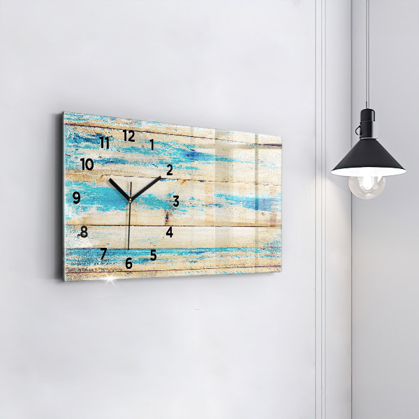 Glass wall clock rectangular Scratched wood