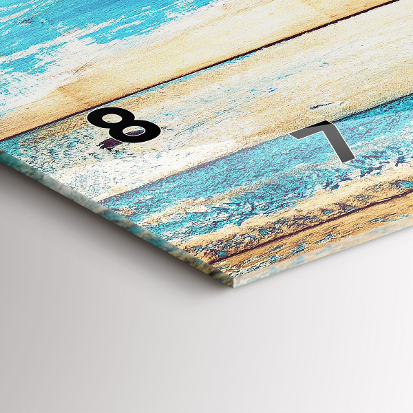 Glass wall clock rectangular Scratched wood