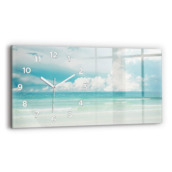 Glass wall clock rectangular Sea landscape