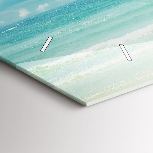 Glass wall clock rectangular Sea landscape