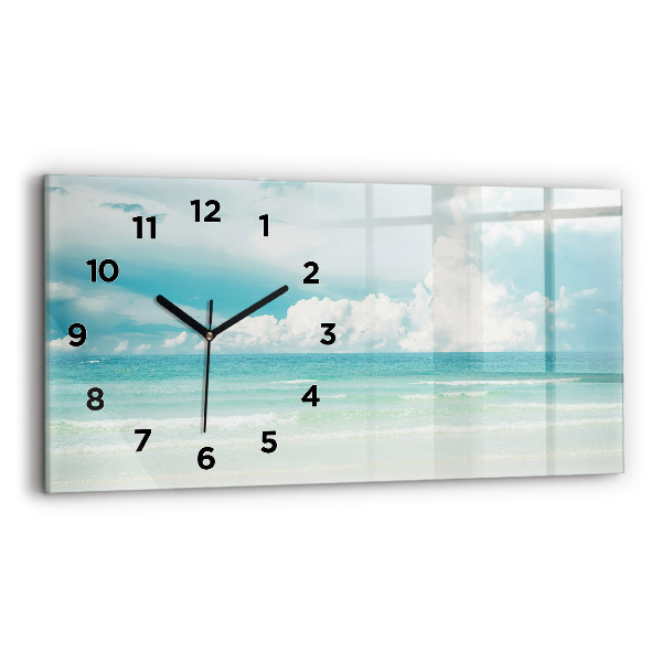 Glass wall clock rectangular Sea landscape