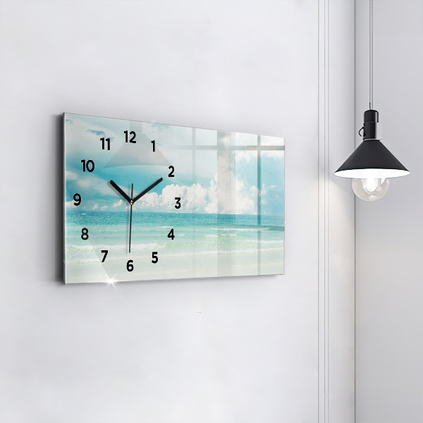 Glass wall clock rectangular Sea landscape