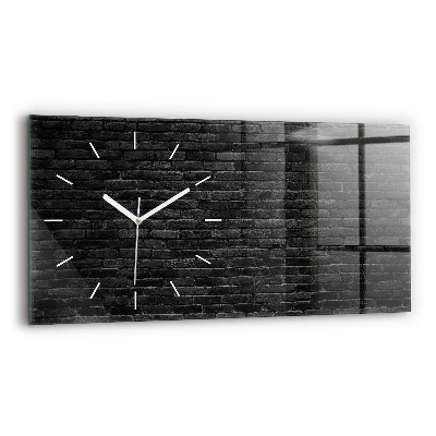 Glass wall clock rectangular Dark brick wall