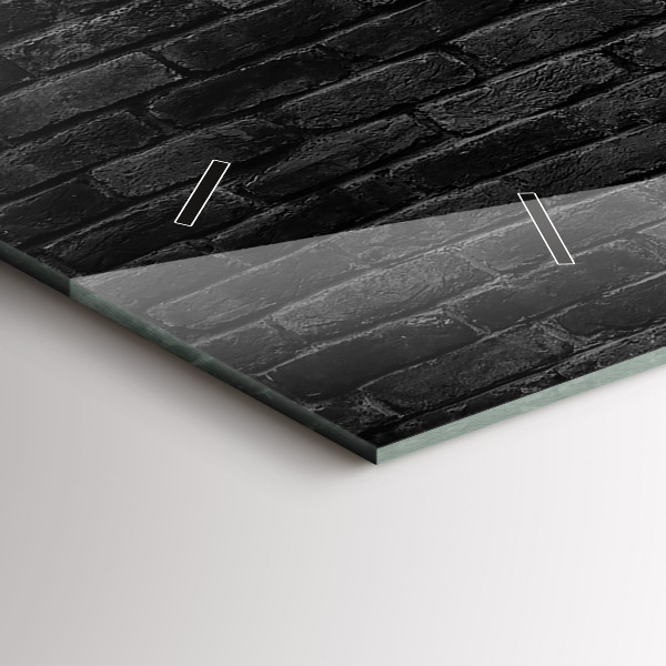 Glass wall clock rectangular Dark brick wall
