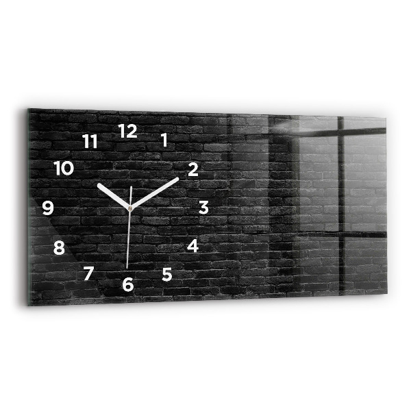 Glass wall clock rectangular Dark brick wall