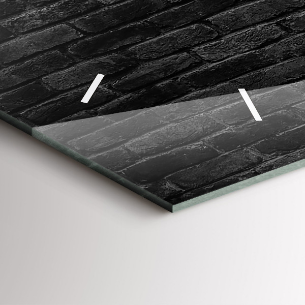 Glass wall clock rectangular Dark brick wall