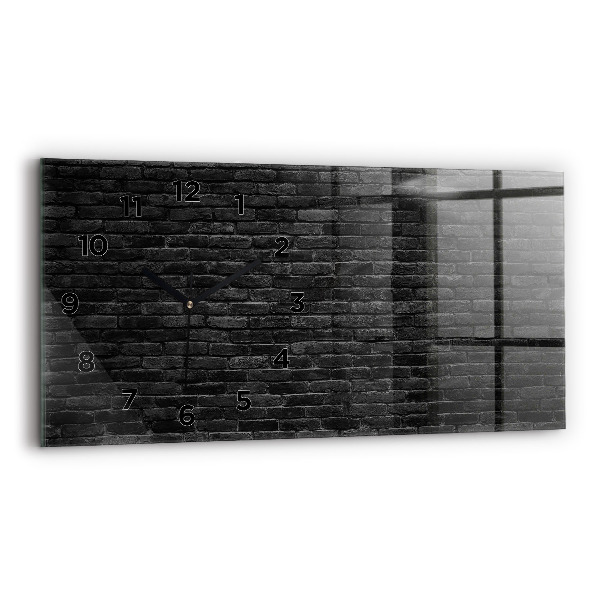 Glass wall clock rectangular Dark brick wall