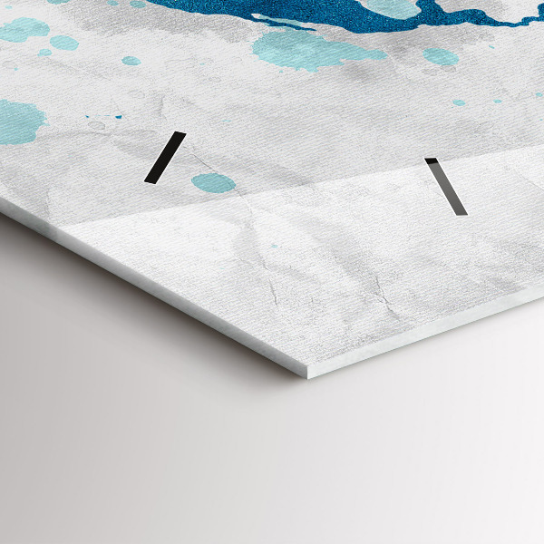 Glass wall clock rectangular World map