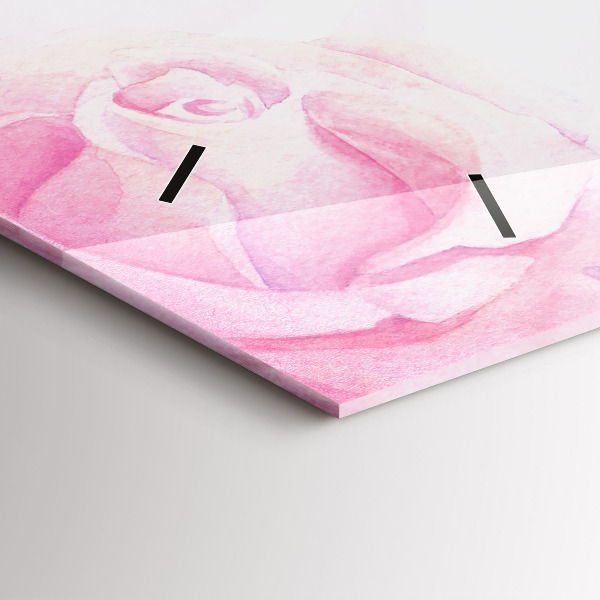 Glass wall clock rectangular Roses abstract
