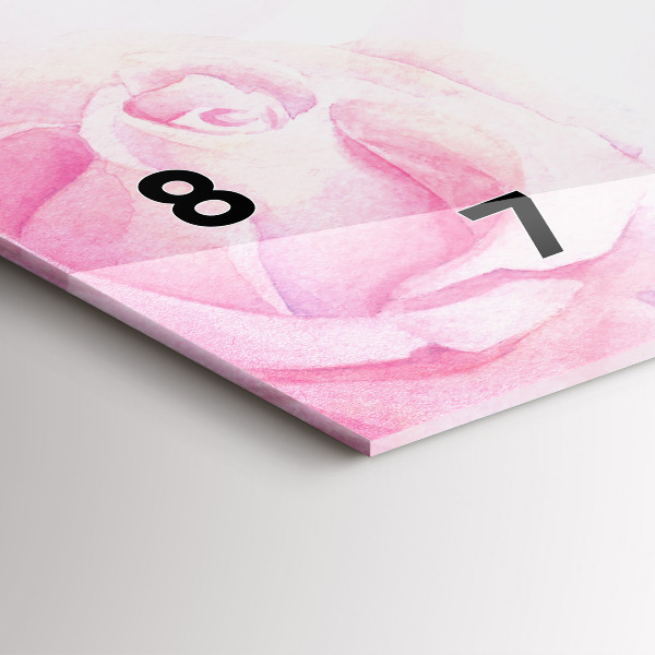 Glass wall clock rectangular Roses abstract