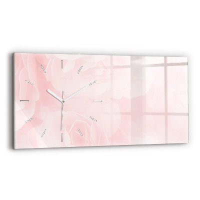 Glass wall clock rectangular Blooming roses