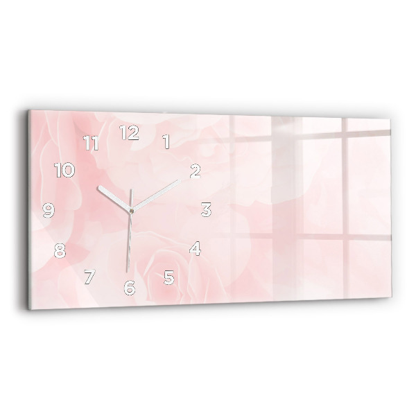 Glass wall clock rectangular Blooming roses