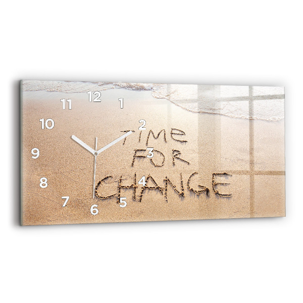 Glass wall clock rectangular Beach Quote