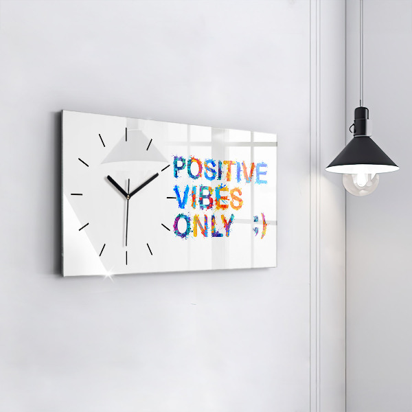 Glass wall clock rectangular Positive quote