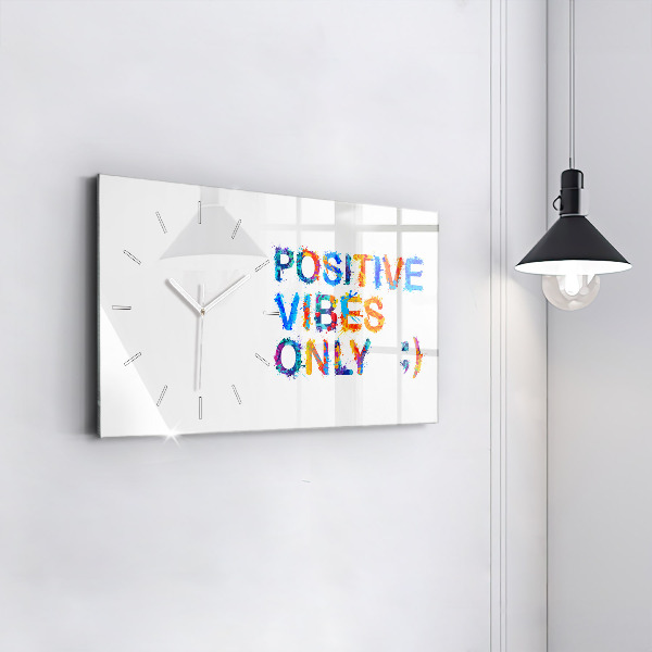 Glass wall clock rectangular Positive quote