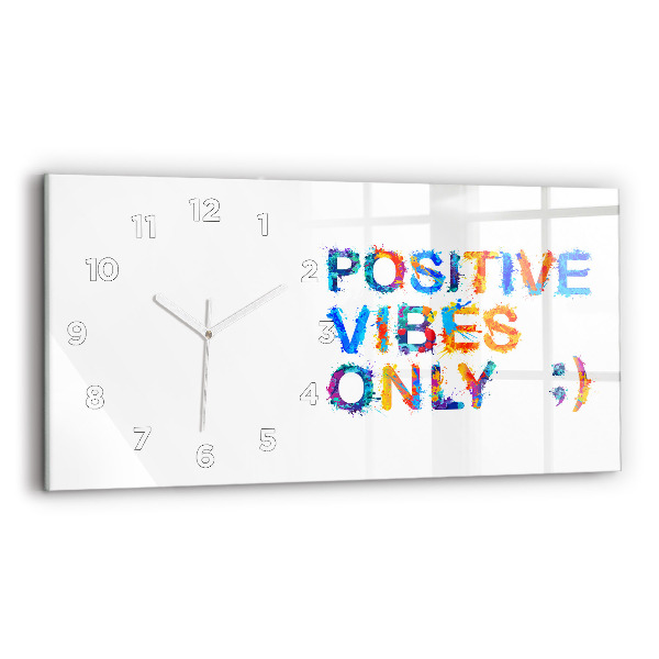 Glass wall clock rectangular Positive quote