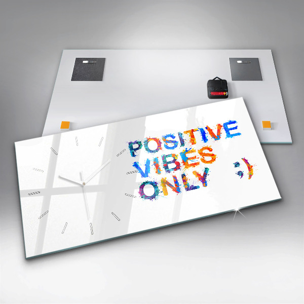 Glass wall clock rectangular Positive quote
