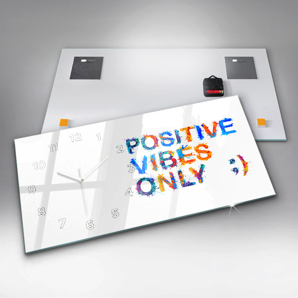 Glass wall clock rectangular Positive quote