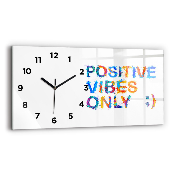 Glass wall clock rectangular Positive quote