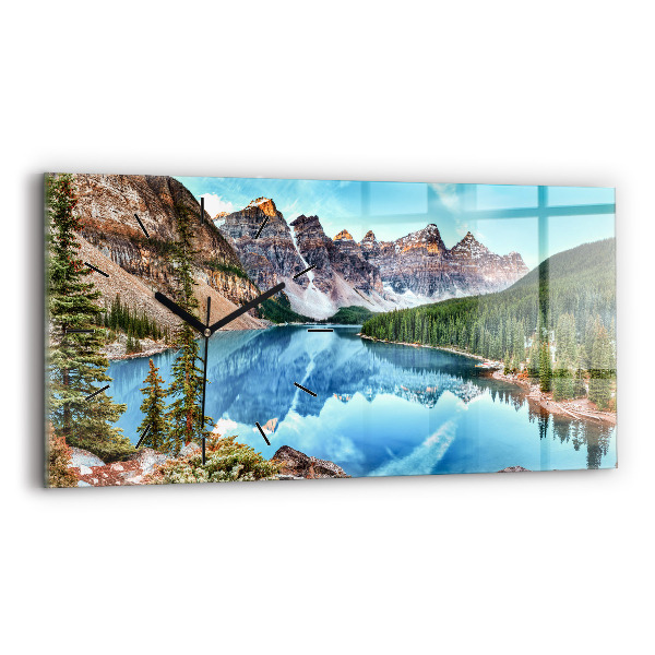 Glass wall clock rectangular Mountain Landscape