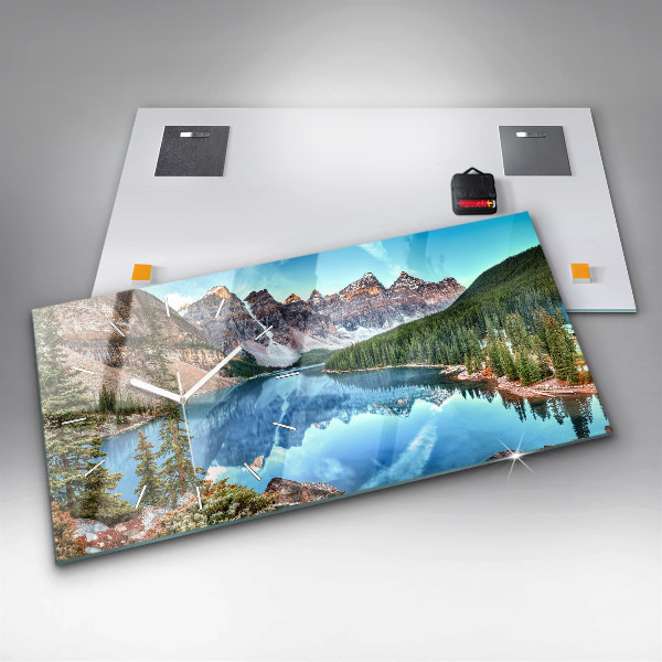 Glass wall clock rectangular Mountain Landscape
