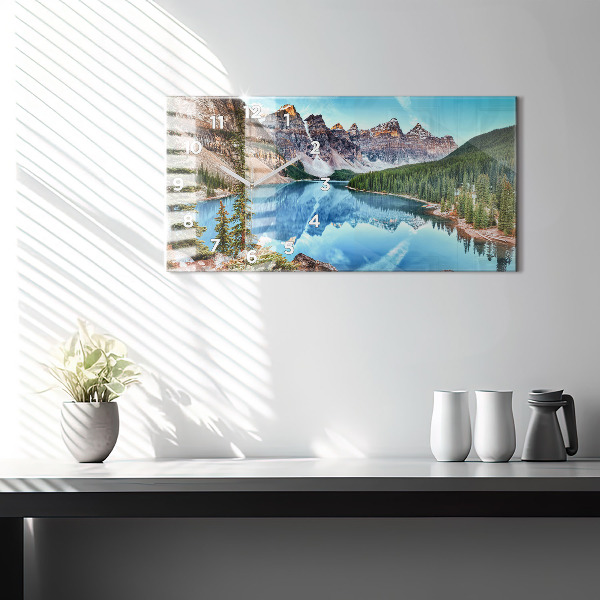 Glass wall clock rectangular Mountain Landscape