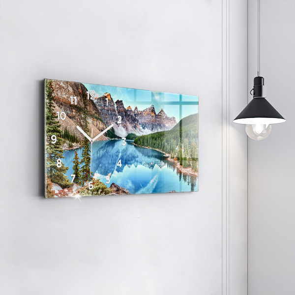 Glass wall clock rectangular Mountain Landscape