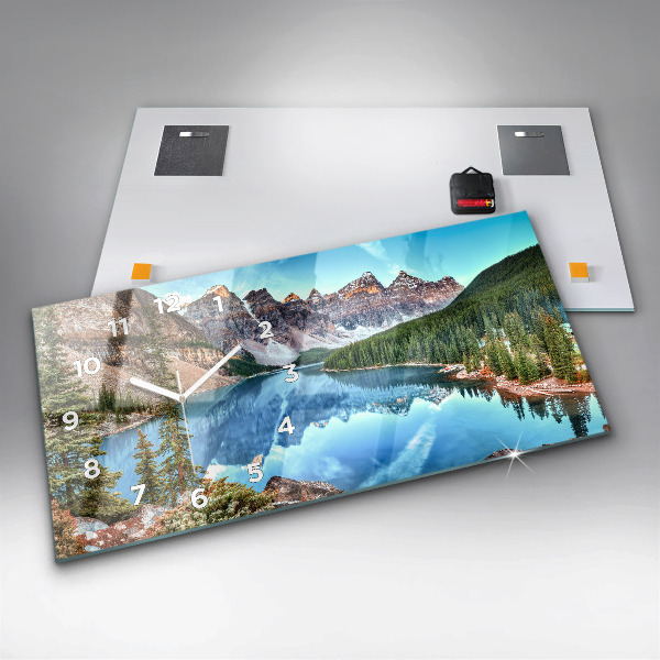 Glass wall clock rectangular Mountain Landscape