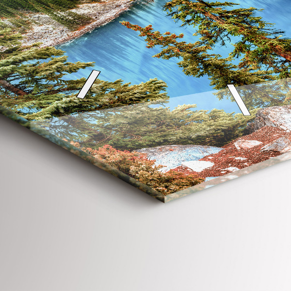 Glass wall clock rectangular Mountain Landscape
