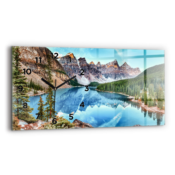 Glass wall clock rectangular Mountain Landscape